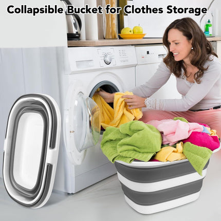 Large Collapsible Mop Bucket, 16L(4.2 Gallon) Plastic Bucket or House Cleaning, Car Washing, Silicone Cleaning Supplier Organizer, Portable Basket with Handle or Laundry Storage, RV Camping, ishing