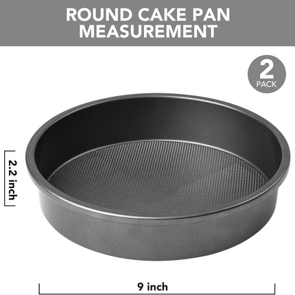 9" Round Cake Pan Set o 2, 0.8mm Thick Heavy Duty Bakeware or Tiered & Layered Cakes, Nonstick Baking Pan with Diamond Texture or Even Heating, Cake Mold