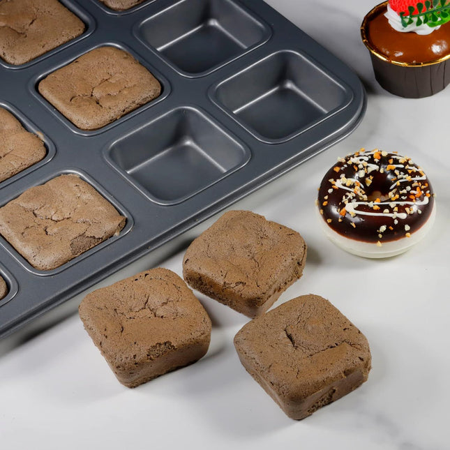 2 Pack Brownie Pan Non-stick Bakeware or Bread and Loa Heavy Duty Carbon Steel Mini Muin Pan 12-Cavity – product detail