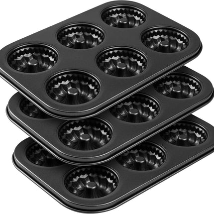 Mini luted Tube Cake Pan, 6 Cavity Baking Pan, Non-stick Baking Mold or Cupcakes, Donuts, Cornbread, Brownies, Jellies, Set o 3
