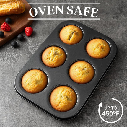 Mini luted Tube Cake Pan, 6 Cavity Baking Pan, Non-stick Baking Mold or Cupcakes, Donuts, Cornbread, Brownies, Jellies, Set o 3