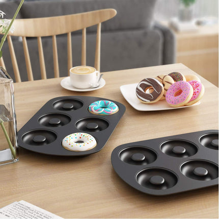 Non-Stick 6-Cavity Donut Baking Pans, Makes Individual ull-Sized 3 1/4" Donuts, Set o 3