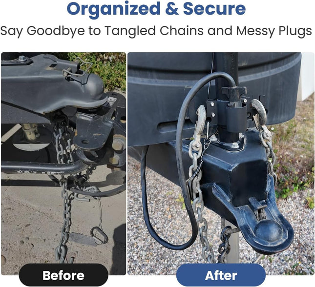 Safoner Aluminum Trailer Towing Chain Organizer with 7-Way Plug Holder- Heavy-Duty RV Tongue Jack – product detail