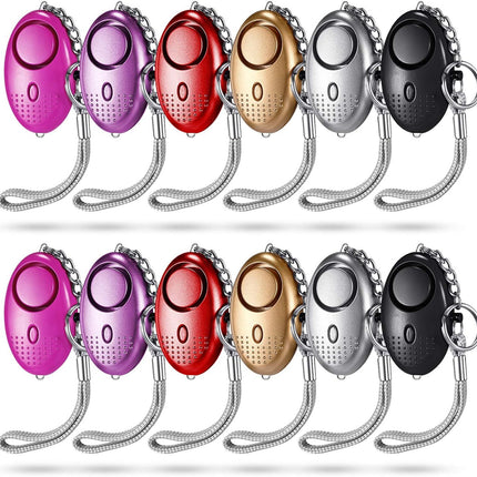 12-Piece Personal Alarm Set, Emergency LED Light Keychain Alarms in 6 Colors or Women & Men