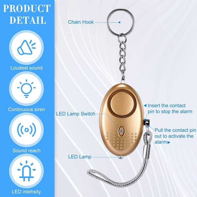 12-Piece Personal Alarm Set Emergency LED Light Keychain Alarms in 6 Colors or Women & Men – product detail