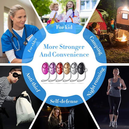 12-Piece Personal Alarm Set, Emergency LED Light Keychain Alarms in 6 Colors or Women & Men