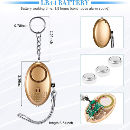 12-Piece Personal Alarm Set, Emergency LED Light Keychain Alarms in 6 Colors or Women & Men