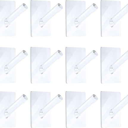 12 Pieces Acrylic Wall Mounted Coat Hooks Hat Rack Robe Single Organizer Adhesive Clear Wall Hook Decorative or Clothes, Hat, Towels Hanger(Clear)