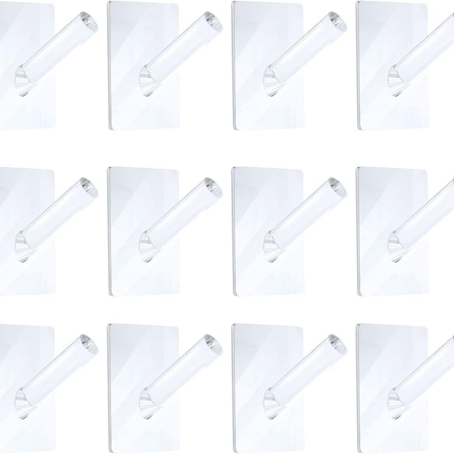 12 Pieces Acrylic Wall Mounted Coat Hooks Hat Rack Robe Single Organizer Adhesive Clear Wall Hook Decorative or Clothes, Hat, Towels Hanger(Clear)