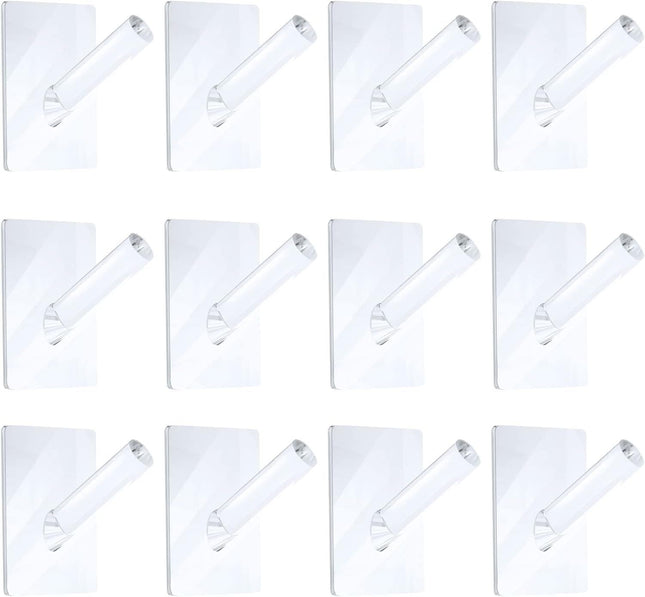12 Pieces Acrylic Wall Mounted Coat Hooks Hat Rack Robe Single Organizer Adhesive Clear Wall Hook
