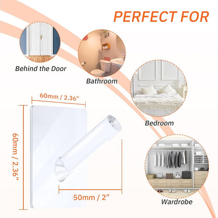 12 Pieces Acrylic Wall Mounted Coat Hooks Hat Rack Robe Single Organizer Adhesive Clear Wall Hook Decorative or Clothes, Hat, Towels Hanger(Clear)