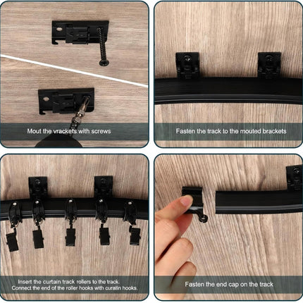 6.5 eet/ 2 Meters lexible Bendable Ceiling Curtain Track, Mount or Rail with Curtain Tracks System Bunk Bed Window, Room Divider, Door, Shower, Rv(Black)