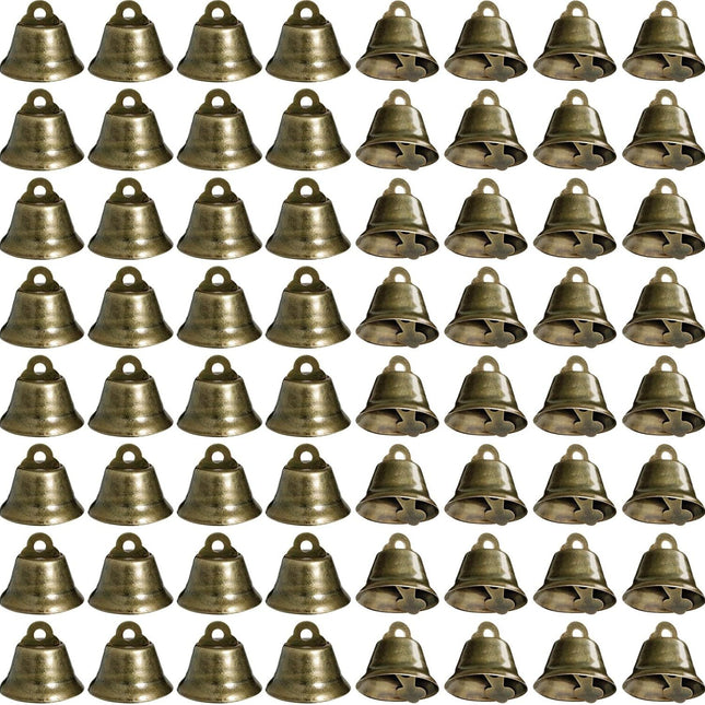 100 Pieces Vintage Bells Crat Bells Small Hanging Bells Ornaments or Wind Chimes Housebreaking Making Dog Potty Training Doorbell Wedding Decor (Bronze)