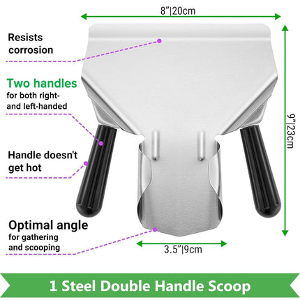 Double Handle Concession Popcorn Scoop + 16 oz Red Popcorn Plastic Scoop + [2-pcs] 10 oz Dredge Shakers Bundle