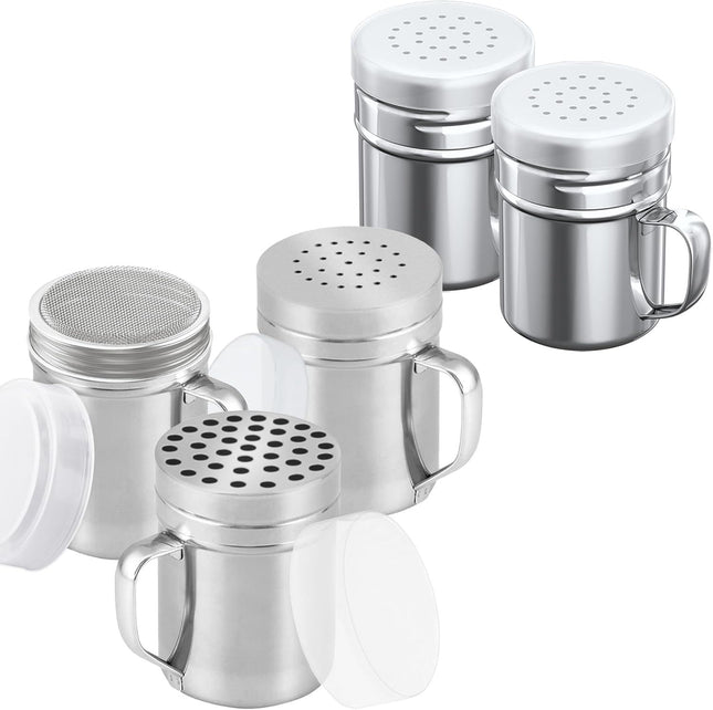 3-pcs 6 oz Stainless Steel Dredges (ine Mesh Plus Medium Holes Plus Large Holes) Plus V1259-DP01-F-514