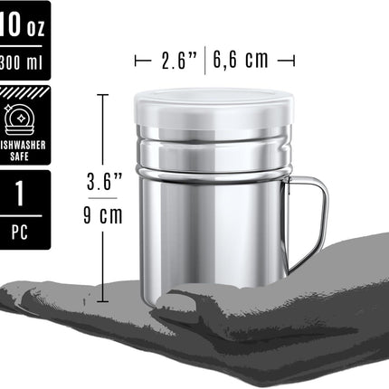 [10oz + 10oz + 14oz] Large Holes Stainless Steel Dredges + [1-pc] 10 oz Stainless Steel Salt Pepper Dredge Shaker - All with Plastic Caps and Handles Bundle