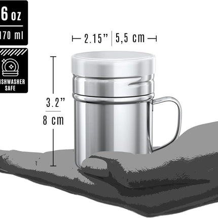 [1-pc] 6 oz Metal Parmesan Cheese Shaker (Large Holes) + [2-pcs] 6 oz Metal Salt Pepper Dredge Shakers - with Plastic Caps & Handles Bundle