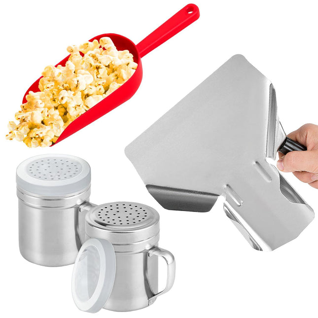 (12 Plus 16 oz) Metal Plus Red Plastic Concession Popcorn Scoop Plus 2-pcs 10 Ounce V1259-DP01-F-538