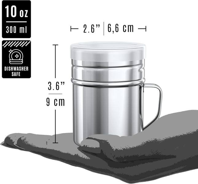 4-pcs 10oz Metal Salt Pepper Cooking Dredge Shakers (Medium Holes) Plus 1-pcs 10oz Metal Parmesan – product detail