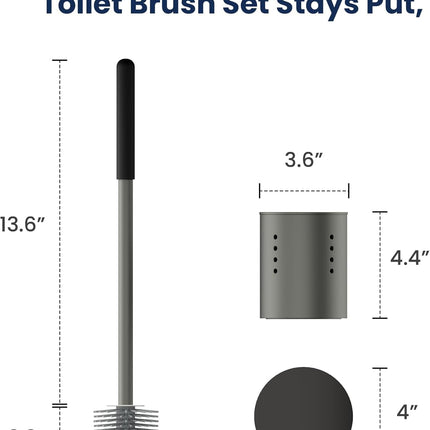 RV Toilet Brush and Holder Set- One-Piece Long Handle, Silicone Head, Magnetic Base- RV Bathroom Cleaning Kit, RV Essentials Accessories for Camper, Trailer, Motorhome