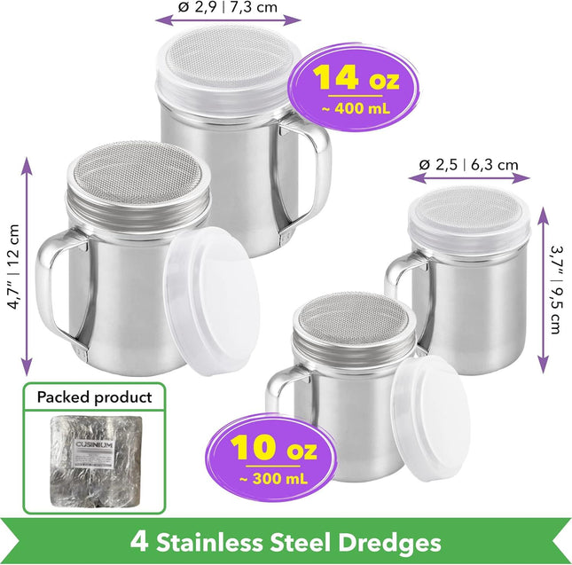 2-pack 10 Oz Plus 2-pack 14 Oz ine Mesh Shakers With Handle and Lids – product detail