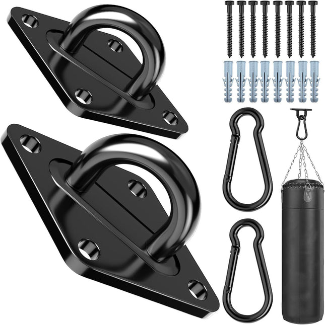 Heavy Duty Black Hammock Hooks Screws Bolts Included Over 1700 lb Rust-Resistant Swing Hook Hardware