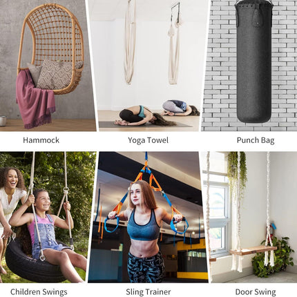 360 Rotating Hammock Hanging Kit - Heavy Duty Stainless Steel 1000 lb Loading Hammock Hooks or Trapeze, Yoga, Boxing Bag, Hammock Chair, Porch