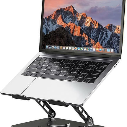 Adjustable Laptop Stand or Desk, Dual oldable Computer Riser with Heat-Vent, Ergonomic Sit to Notebook Holder Convertor, Compatible with All 10-16" Laptops, Tablets, Black