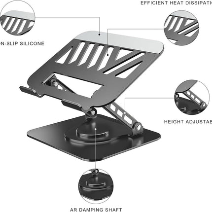 Adjustable Laptop Stand or Desk, Dual oldable Computer Riser with Heat-Vent, Ergonomic Sit to Notebook Holder Convertor, Compatible with All 10-16" Laptops, Tablets, Black
