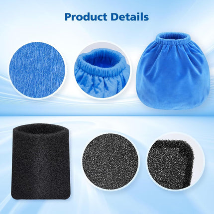 10 Pack VRC2 Cloth ilters or Vacmaster 1.5–3.2 Gallon Wet/Dry Vacuums, Compatible with Armor All 1.5 & 2.5 Gallon Shop Vac AA155, AA255, AA255W, Plus 2 Pack V21 oam ilters or Wet Pick-Up