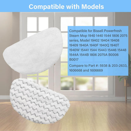 12 Pack 1940 Steam Mop Replacement Pads or Bissell Powerresh Steam Mop 1940 1440 1806 1544 2075 2685A 2814 Series, Model 19402 19404 19408 19409 1940A 1940 1940Q 1940T 1940W B0006 B0017 2075A 15441