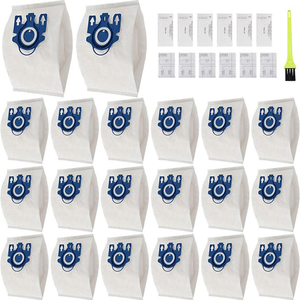 20 Pack 3D Airclean Vacuum Bags, Replacement or Miele AirClean 3D Eiciency Dust Bag,Miele Classic C1 Complete C1 C2 C3 S227 S240 S270 S400 S400i-S456i S2 S5 S8 Series Vacuum 6 sets AirClean ilters