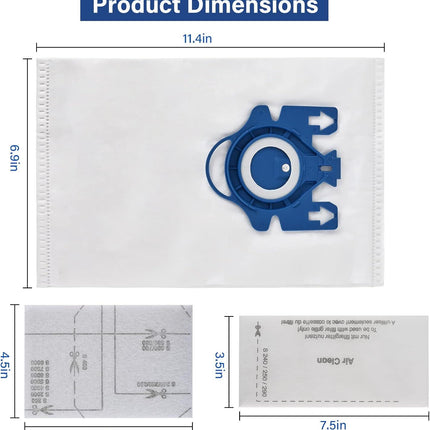 20 Pack 3D Airclean Vacuum Bags, Replacement or Miele AirClean 3D Eiciency Dust Bag,Miele Classic C1 Complete C1 C2 C3 S227 S240 S270 S400 S400i-S456i S2 S5 S8 Series Vacuum 6 sets AirClean ilters