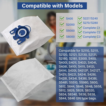 20 Pack 3D Airclean Vacuum Bags, Replacement or Miele AirClean 3D Eiciency Dust Bag,Miele Classic C1 Complete C1 C2 C3 S227 S240 S270 S400 S400i-S456i S2 S5 S8 Series Vacuum 6 sets AirClean ilters
