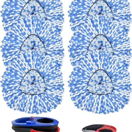 Mop Replace Head, 6 Pack Mop Heads Replacements or Oceda RinseClean 2-Tank System, Spin Mop Replacement Head, Microiber Mop Reills, Machine Washable and Deep Cleaning (NOT or 1-Tank System)