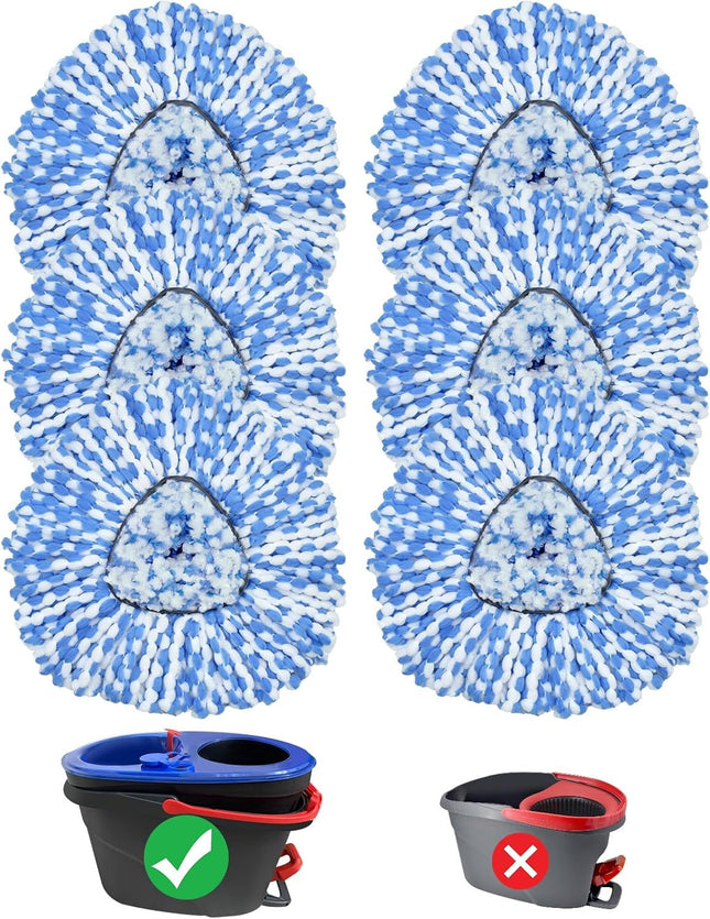 Mop Replace Head 6 Pack Mop Heads Replacements or Oceda RinseClean 2-Tank System Spin Mop