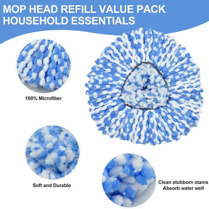 Mop Replace Head, 6 Pack Mop Heads Replacements or Oceda RinseClean 2-Tank System, Spin Mop Replacement Head, Microiber Mop Reills, Machine Washable and Deep Cleaning (NOT or 1-Tank System)