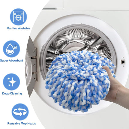 Mop Replace Head, 6 Pack Mop Heads Replacements or Oceda RinseClean 2-Tank System, Spin Mop Replacement Head, Microiber Mop Reills, Machine Washable and Deep Cleaning (NOT or 1-Tank System)