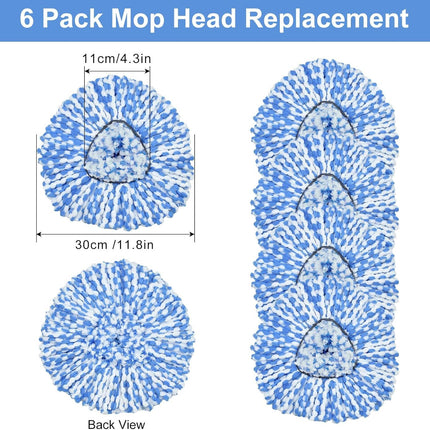 Mop Replace Head, 6 Pack Mop Heads Replacements or Oceda RinseClean 2-Tank System, Spin Mop Replacement Head, Microiber Mop Reills, Machine Washable and Deep Cleaning (NOT or 1-Tank System)