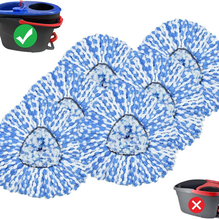 Mop Replace Head, 6 Pack Mop Heads Replacements or Oceda RinseClean 2-Tank System, Spin Mop Replacement Head, Microiber Mop Reills, Machine Washable and Deep Cleaning (NOT or 1-Tank System)