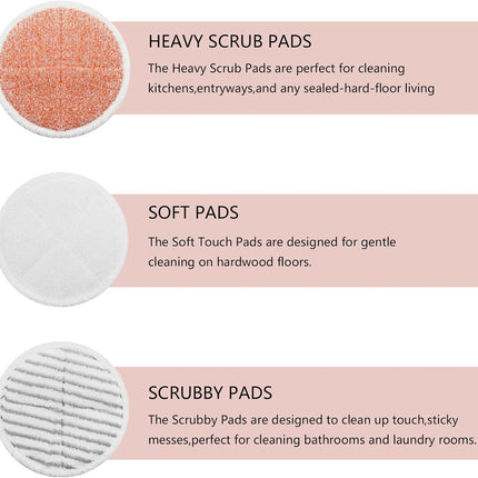 Spinwave Mop Pads Replacement Set Compatible with Bissell Spinwave 2039A 2124: 4 Heavy Scrub Pads, 2 Sot Pads, 2 Scrubby Pads by  (8Pack)