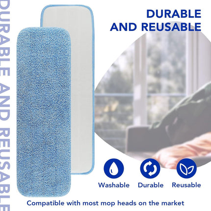 Replacement Mop Pads it or Rubbermaid Commercial 18" and 17" Mop - 10 Pack Wet & Dry Commercial Cleaning Reusable Reills it or Any lat System 17 and 18 Inch