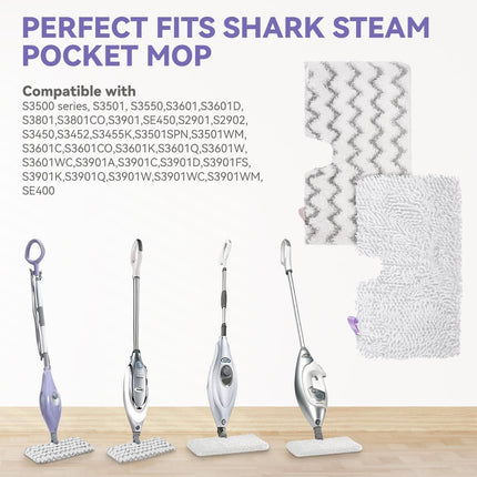 S3501 or Shark Steam Pocket Mop Pads: Washable Steam Mop Replacement Pads or Shark Steamer S3601D S3601 S3801CO S3901 S3550 SE450 (6Pack)