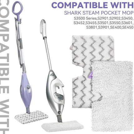 S3501 or Shark Steam Pocket Mop Pads: Washable Steam Mop Replacement Pads or Shark Steamer S3601D S3601 S3801CO S3901 S3550 SE450 (6Pack)