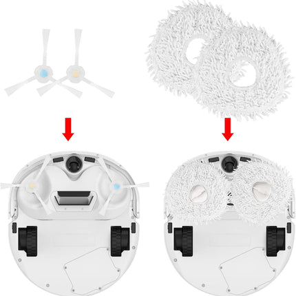 Replacement Accessories Compatible with Robot Sweeping Narwal T10,Microiber X2 ilters X4 Side Brushes X4 Mop Cloth X1 Brush