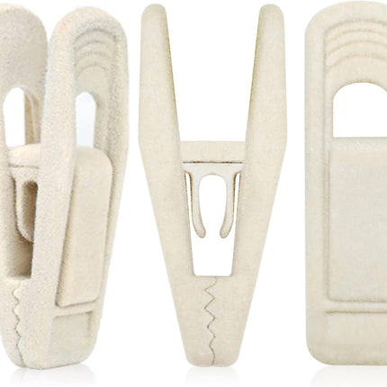 Velvet Hanger Clips for Velvet Hangers - 20 PCS Beige Non-Slip Velvet Clip for Skirt Hanger, Strong Flocking Clips Fit for Ivory Velvet Hangers