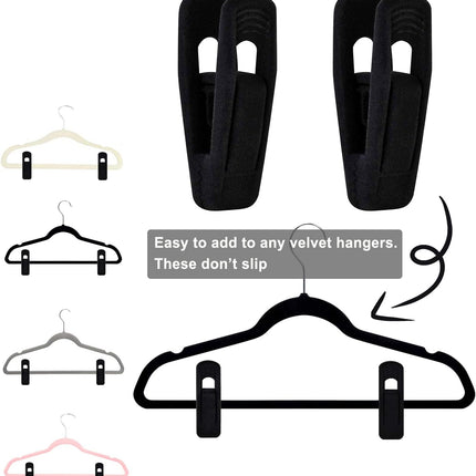 Black Velvet Hanger Clips (60-Pack), Strong Finger Clips for Velvet Hangers, Skirt Hanger Clips Fit for Flocking Hangers