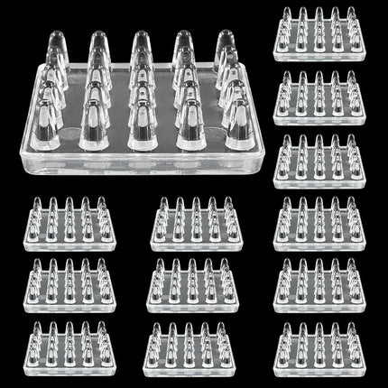 Biaungdo 12 Pcs Self Stick Carpet Protector Spiked Caster Cups, Clear Plastic Caster Cups Square Carpet Protectors Comfortable Touch Caster Cup for Sofas/Chairs/Tables/Other Furniture(50mmx50mm)