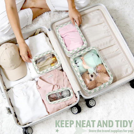 5PCS Diaper Bag Organizer Pouch Set,TSA Approved Toiletry Bag, Waterproof TPU Makeup Bag Set, Travel Organizer Bags for Women and Kids