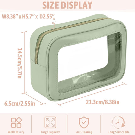 3PCS Clear Toiletry Bag,TSA Approved Travel Makeup Pouch with Zipper for Cosmetics and Toiletries，Diaper Bag Organizer Pouch Set，Women's Purse Organizer and Clear Car Bag
